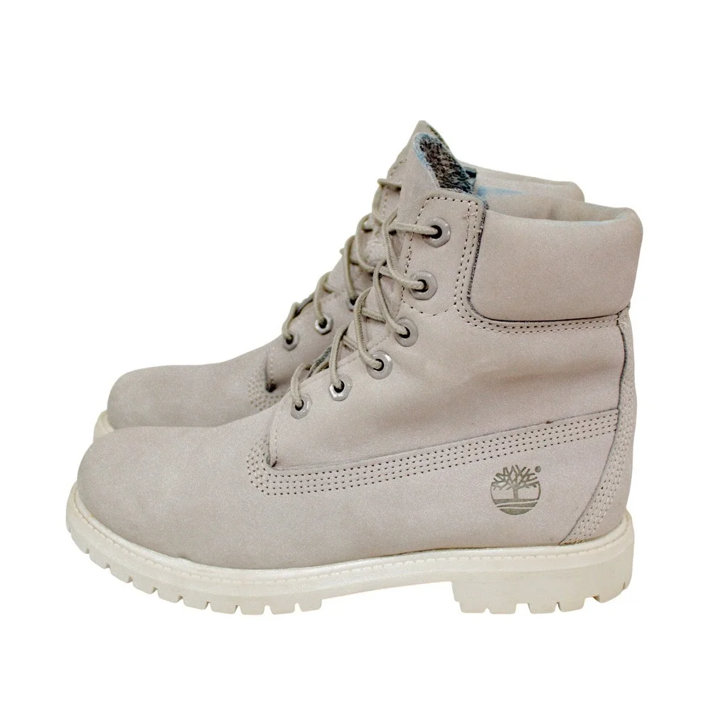 Women's Timberland Size 7.5 Gray 6 Inch Premium Leather Boots GUC - Picture 4 of 15